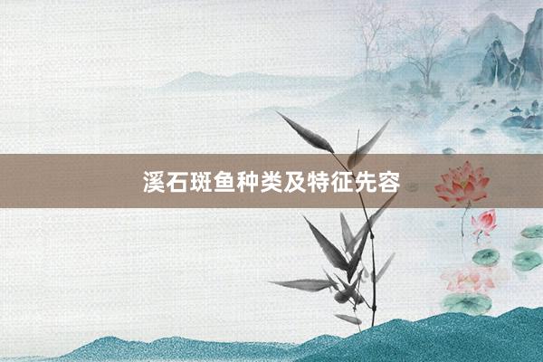溪石斑鱼种类及特征先容